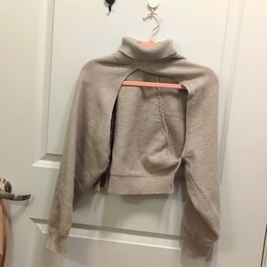 Turtleneck crop sleeve shrug sweater